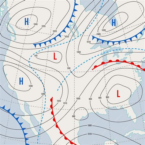 Premium Vector | Weather forecast meteorology isobar usa map