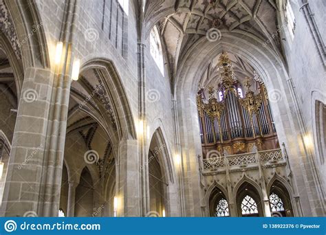 Central Nave of the Berne Cathedral. Interior of the Berne Cathedral ...