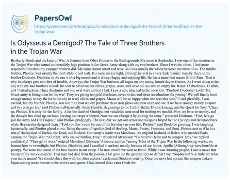 Is Odysseus a Demigod? The Tale of Three Brothers in the Trojan War - Free Essay Example - 1342 ...