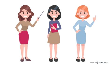 Female Teacher Illustration Set Vector Download