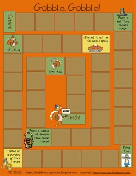 Little Literacy Learners: Gobble, Gobble! FREE Gameboard