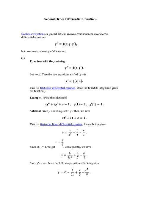 (PDF) Second Order Differential Equations | Sardar Qau - Academia.edu