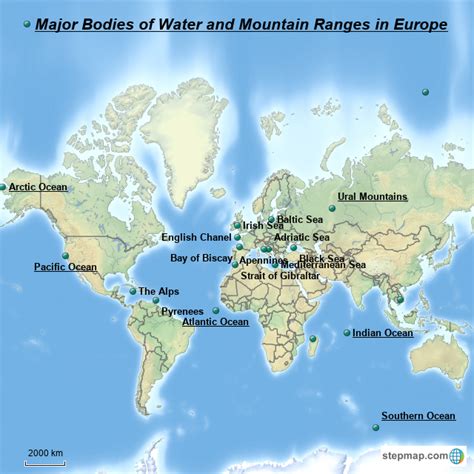 StepMap - Step Map water and mountains - Landkarte für Great Britain