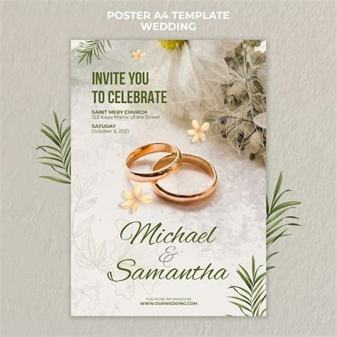 Premium PSD | Elegant wedding poster template | Wedding poster design ...