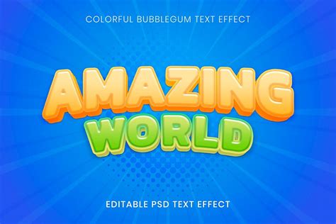 Photoshop Text Effects, Free Psd Files, 3d Text Effect, File Free, Psd Templates, Bubble Gum ...