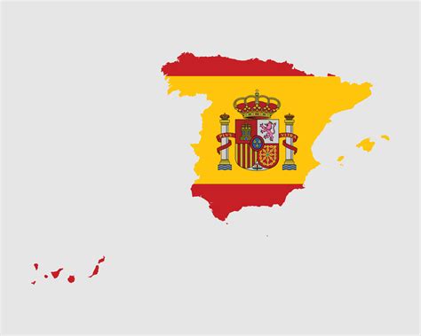 Spain Flag Map. Map of the Kingdom of Spain with the Spanish country ...