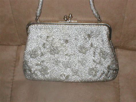 Vintage Silver Beaded Evening Purse