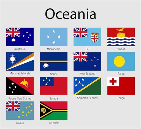 Premium Vector | Set of flags Oceanian countries All Oceania flag ...