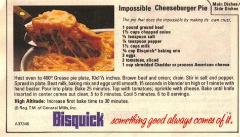 Impossible Cheeseburger Pie Recipe Card « RecipeCurio.com