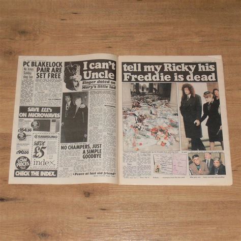 QUEEN/FREDDIE MERCURY Funeral - UK 'DAILY MIRROR' + 'THE SUN' NEWSPAPER 28/11/91 | #1776813867