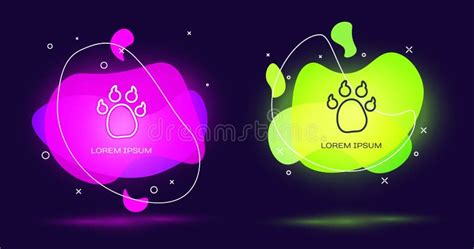 Line Paw Print Icon Isolated on Black Background. Dog or Cat Paw Print. Animal Track Stock ...