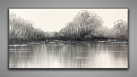 Black & White / EASY Landscape / 147 / Relaxing / For Beginners / Abstract Painting ...