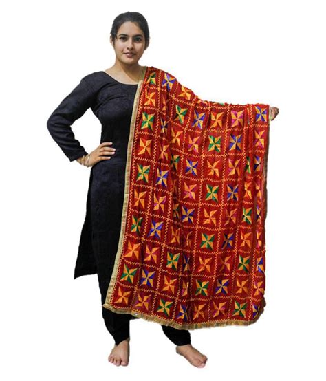 Sahej Suits & Phulkari Red Chiffon Dupatta Price in India - Buy Sahej Suits & Phulkari Red ...