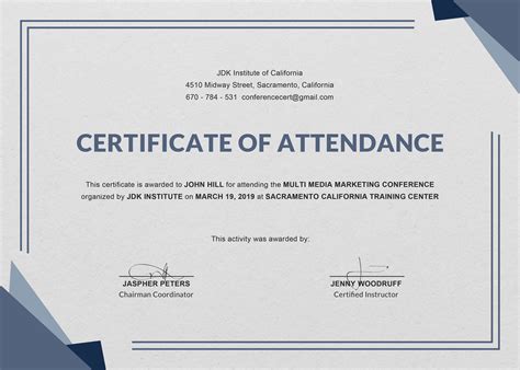 Free Conference Attendance Certificate Template in Adobe Photoshop, Illustrator, InDesign ...