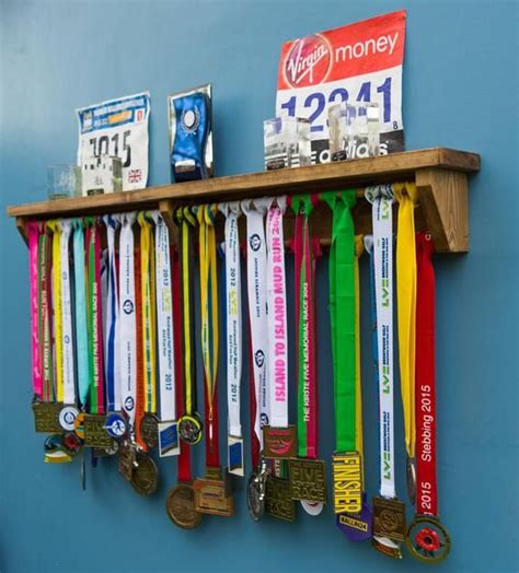 Medal Hanger Medal Holder Shelf Wooden Display Running Rack Trophy London Marathon Gift Runner ...