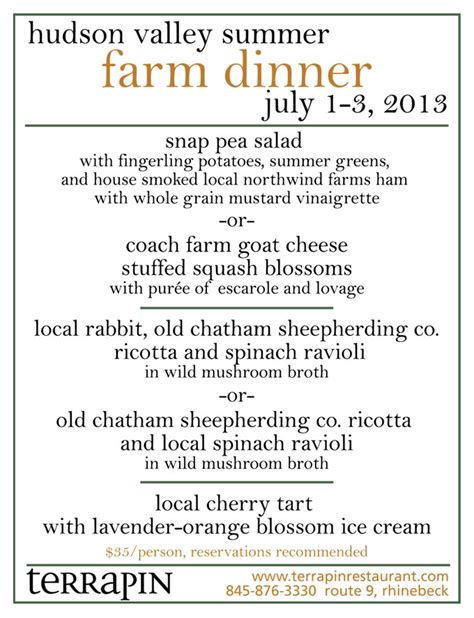 Hudson Valley Summer Farm Dinner - Terrapin Restaurant