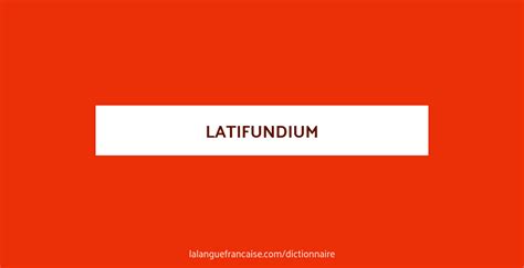 Définition de latifundium | Dictionnaire français