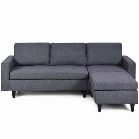 Costway Convertible Sectional Sofa Couch L-Shaped Couch Massage Back ...