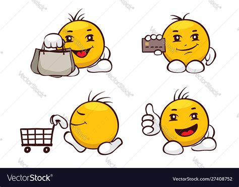 Emoji set - shopping Royalty Free Vector Image