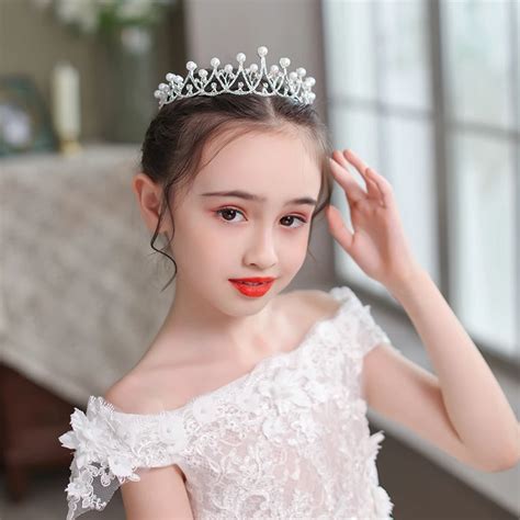 Crown Tiara Childrens Princess Korean Style Girl Crown Crystal Gold Birthday Decoration Show ...