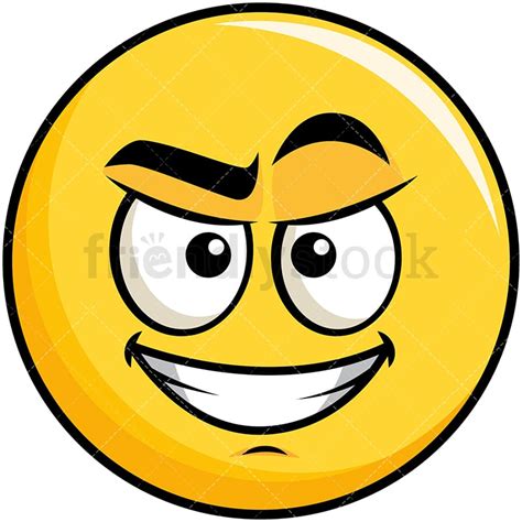 Cunning Evil Face Yellow Smiley Emoji Cartoon Vector Clipart - FriendlyStock