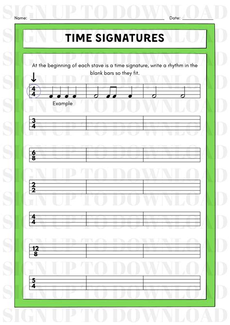 Time Signatures - Worksheet Activity - Schools Music Market