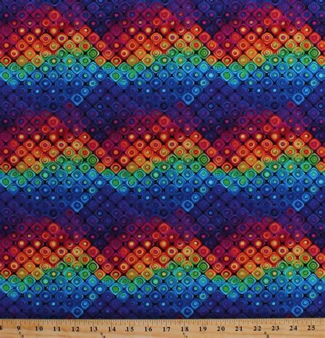 Cotton Colorful Rainbow Diamonds Fantasy Forest Geometric Cotton Fabric ...