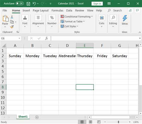 Insert Calendar In Excel