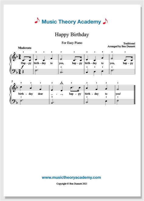 Happy Birthday Piano Sheet Music - Get More Anythink's