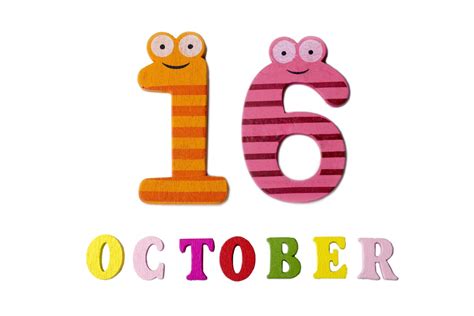 October 16 on white background, numbers and letters. 5366616 Stock Photo at Vecteezy