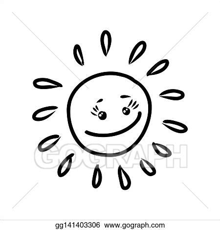 Vector Art - Vector illustration of a smiling sun. cartoon doodle style hand drawn sun. for ...