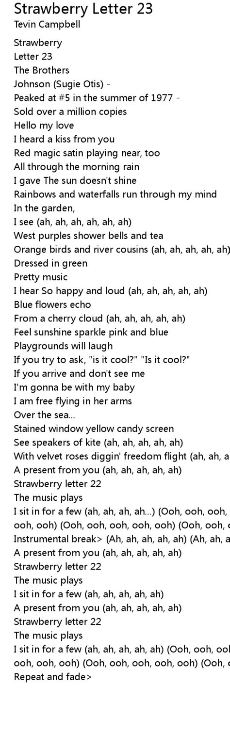 Strawberry Letter 23 Lyrics - Follow Lyrics