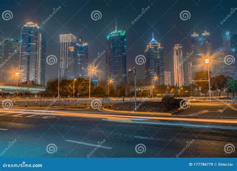 Night view of Lujiazui stock image. Image of central - 177786779