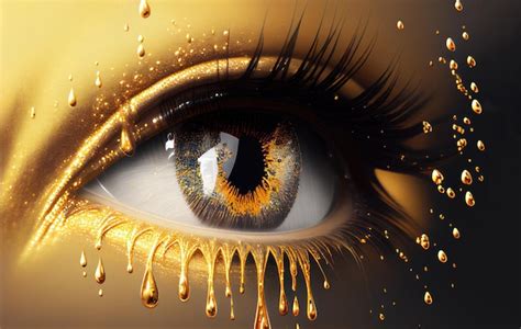 Premium Photo | A gold eye with a gold eye and gold glitter.