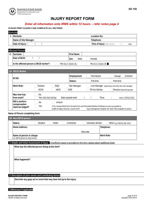 FREE 15+ Injury Report Forms in MS Word | PDF | Excel