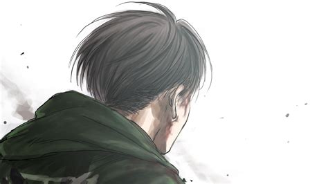 Attack On Titan Closeup Back View Of Levi Ackerman With White ...