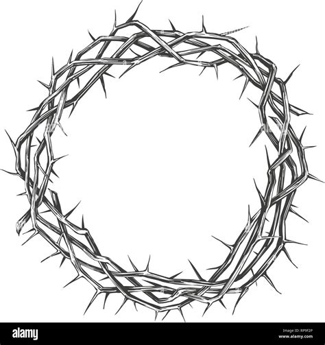 crown of thorns, easter religious symbol of Christianity hand drawn ...