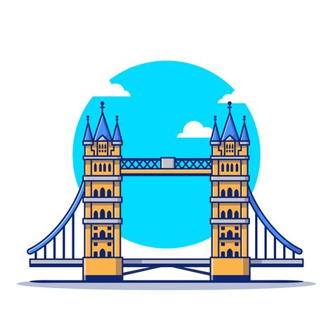 London Bridge Cartoon Vector Icon Illustration. Famous Building Traveling Icon Concept Isolated ...