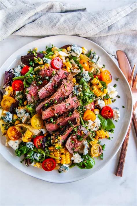 Balsamic Steak Gorgonzola Salad with Grilled Corn - Aberdeen's Kitchen