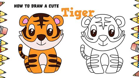 How To Draw A Cute Tiger Cartoon [Easy and Step By Step] - YouTube