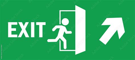 emergency exit door vector. direction arrow sign. green. security ...