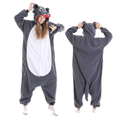 Wolf Onesie Pajamas for Adult Animal Onesies Halloween Costumes ...