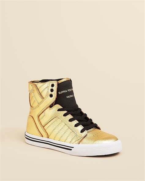 Supra Boys' Gold Leather Skytop Sneakers - Toddler, Little Kid, Big Kid ...