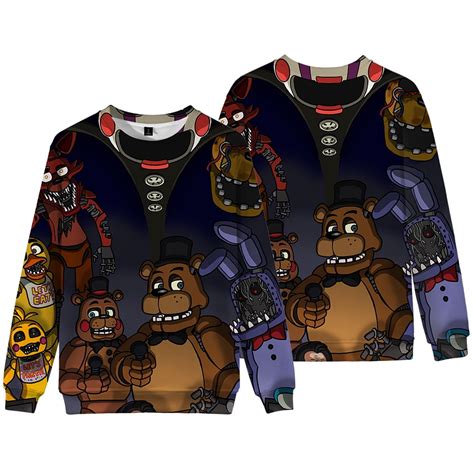 Five Nights At Freddy's Long Sleeve Crewneck Sweatshirt Merch For Men ...