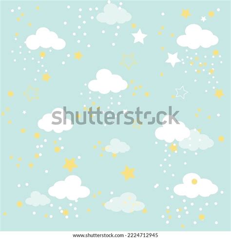 Pastel Blue Wallpaper White Clouds Falling Stock Vector (Royalty Free ...