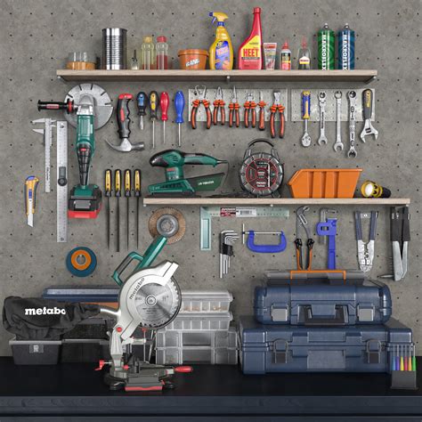 3D model garage tools set 2 VR / AR / low-poly | CGTrader