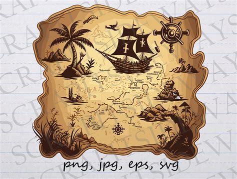 Pirate Map Clipart Vector Graphic Svg Png Jpg Eps Pirate Ship - Etsy Canada