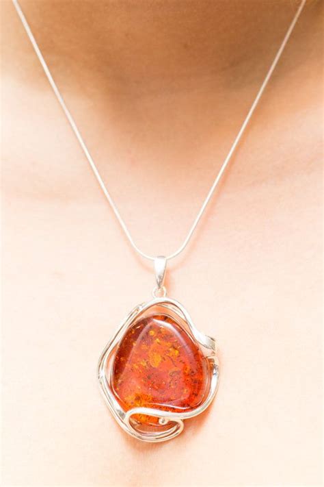 Large Amber Pendant, Natural Baltic Amber Necklace, Large Amber Jewellery, large jewellery ...