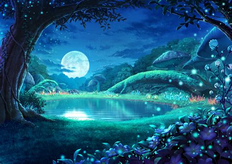 another eden flowers grass kurage (kurakurapix) landscape moon no ...