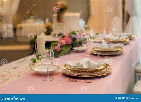 Wedding Table Setting. Asian Banquet Table Decoration Stock Photo ...